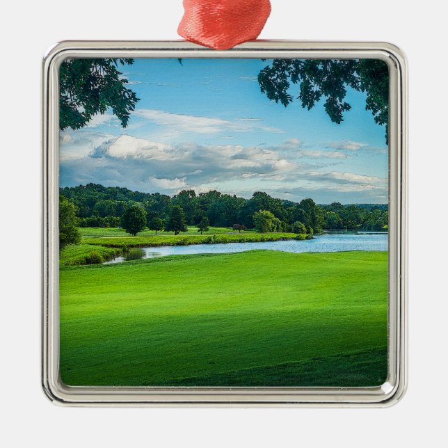 Sommar vid Golfkursen Julgransprydnad Metall (Framsidan)