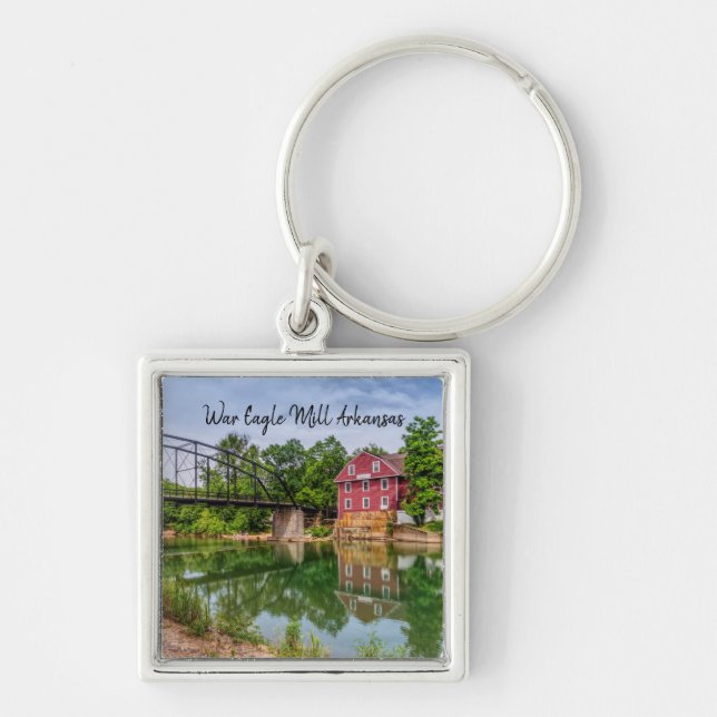 Sommar vid Krig Eagle Mill Square Keychain Fyrkantig Silverfärgad Nyckelring (Framsidan)
