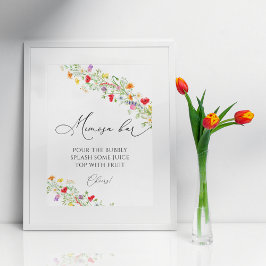 Sommar vild blomster mimosa bar dryck skylt