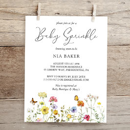 Sommar vilda blommor Färgrik Botanisk Bebis Sprink Inbjudningar