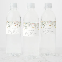 Sommar vildblomma fält baby shower vattenflaskor etikett
