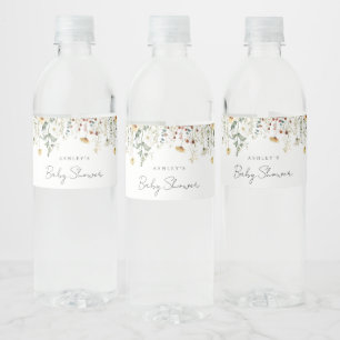 Sommar vildblomma fält baby shower vattenflaskor etikett