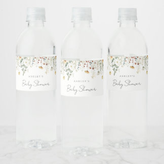 Sommar vildblomma fält baby shower vattenflaskor etikett