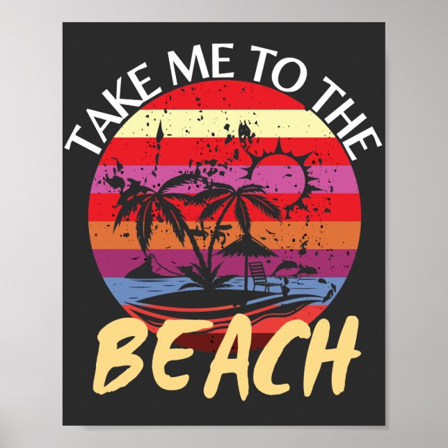 Sommar Vintage för mig till stranden Poster (Framsidan)