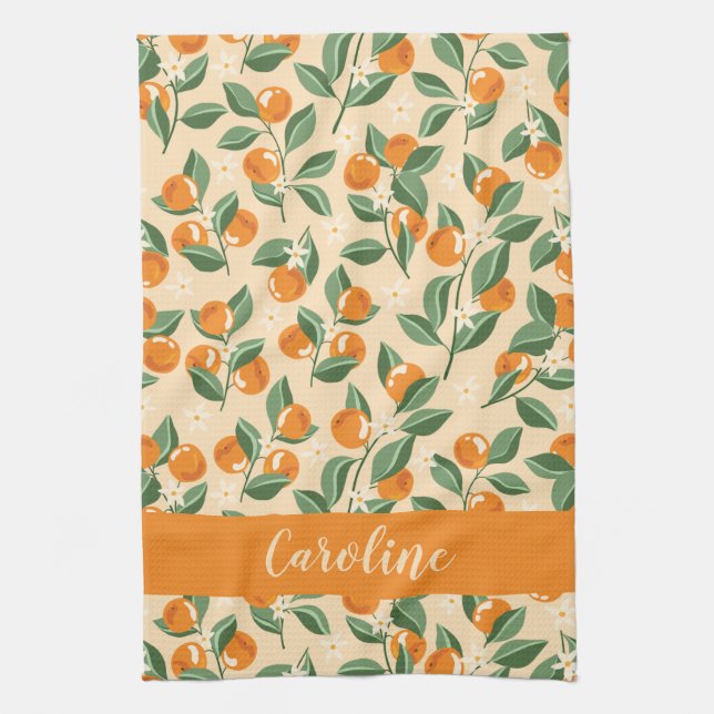 Sommar Vintage Oranges Boho Fruit Personlig Kökshandduk (Vertikal)
