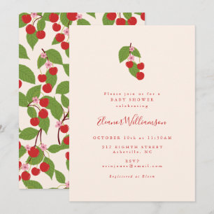 Sommar Vintage Red Cherries Boho Baby Shower Inbjudningar