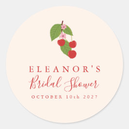 Sommar Vintage Röda Körsbär Anpassad Bröllopsdusch Runt Klistermärke