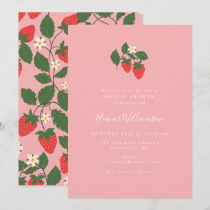 Sommar Vintage Rosa Strawberry Boho Möhippa Inbjudningar