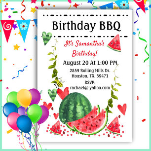 Sommar Watermelon Birthday BBQ Cookout Inbjudningar