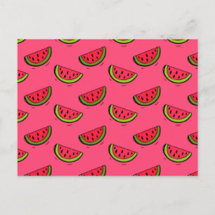 Sommar Watermelon på Rosa Mönster Vykort