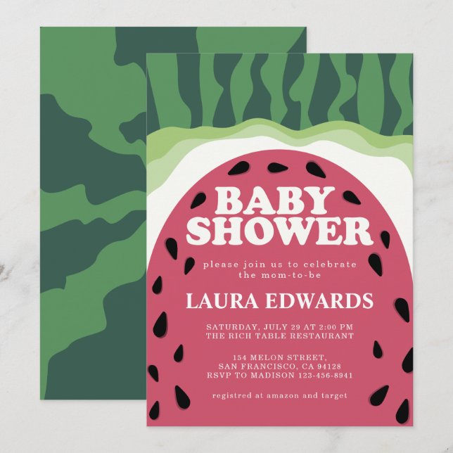 Sommar Watermelon Sweet Melon Baby Shower Inbjudningar (Fram/baksida)