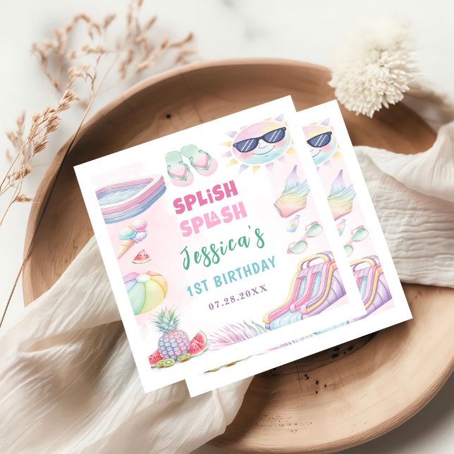 Sommar WaterSlids Girl Födelsedagsfest Pappersservett (Skapare uppladdad)