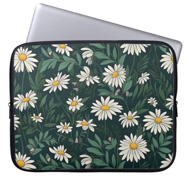 Sommar White Digial Daisy Laptop Fodral (Framsidan)