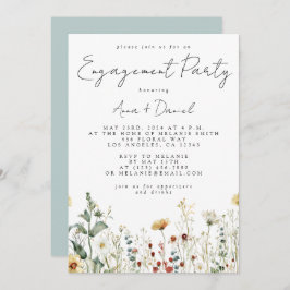 Sommar Wildblomma Fält Förlovningsfest Inbjudningar