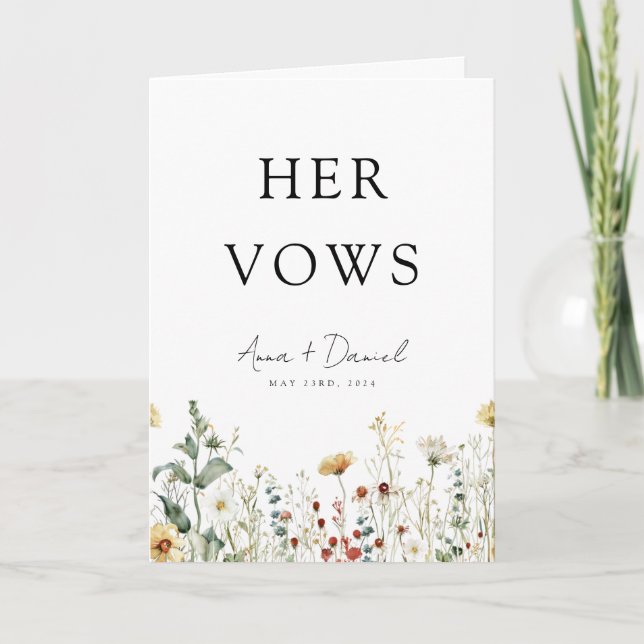 Sommar Wildblomma Fält Hennes Bröllop-kort Kort (Framsida)