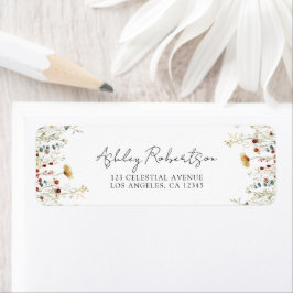 Sommar Wildblomma Fält Returadress Etikett