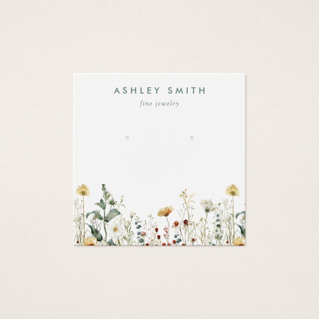 Sommar Wildblomma Fält Visning Earring Card Fyrkantigt Visitkort (Framsida)