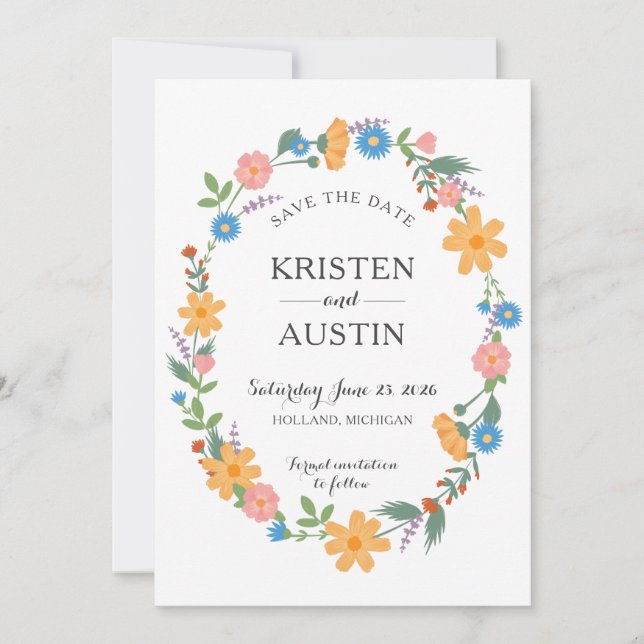 Sommar Wildblomma - Spara datumkortet Spara Datumet (Framsida)