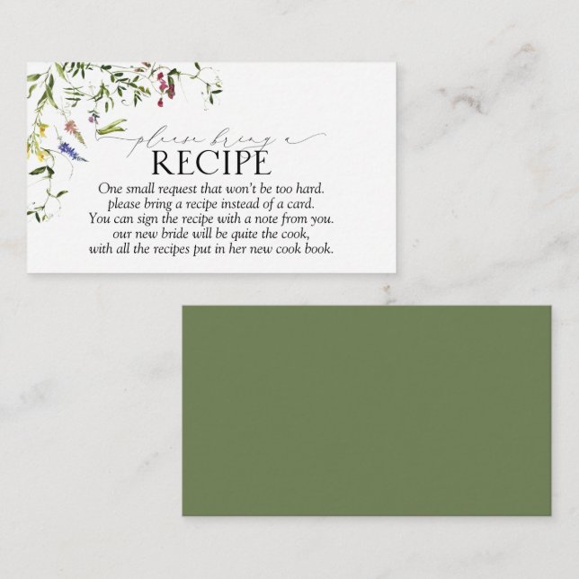 Sommar Wildblomma, ta med en recept Tilläggskort (Fram/baksida)