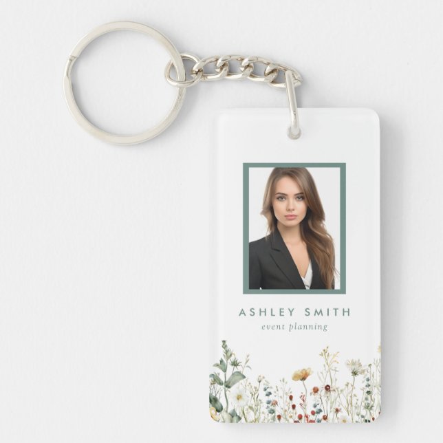 Sommar Wildblomme Fält Employee ID Nyckelring (Framsidan)