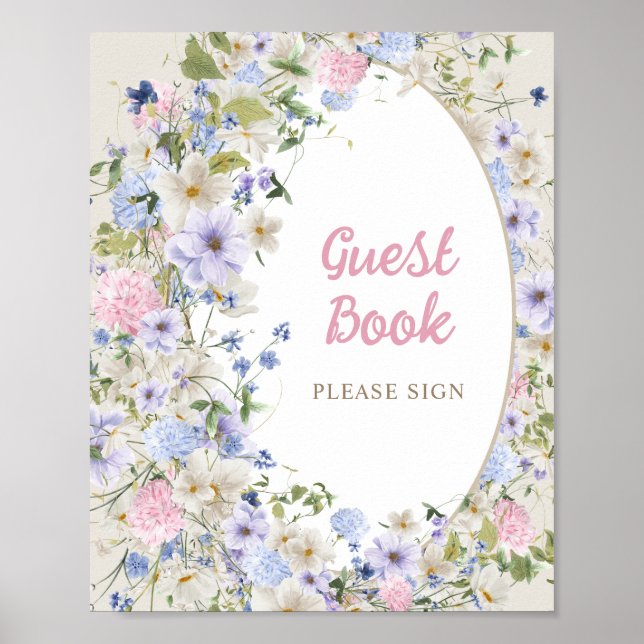 Sommar WildblommGarden Wanderosa Guest Bok Poster (Framsidan)