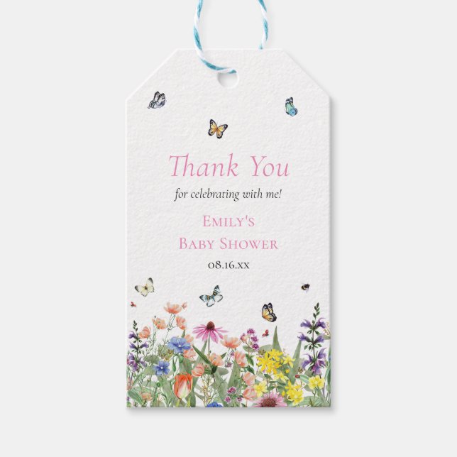 Sommar Wildblommor & Butterflies Tack Presentetikett (Framsidan)