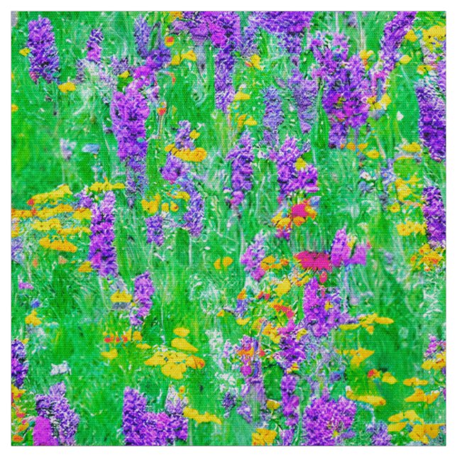 Sommar Wildblommor i Grönten Fält Tyg (Provkarta)