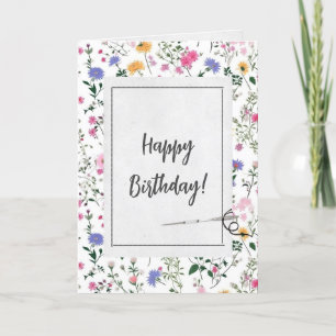 Sommar Wildblommor och Nål Birthday Kort