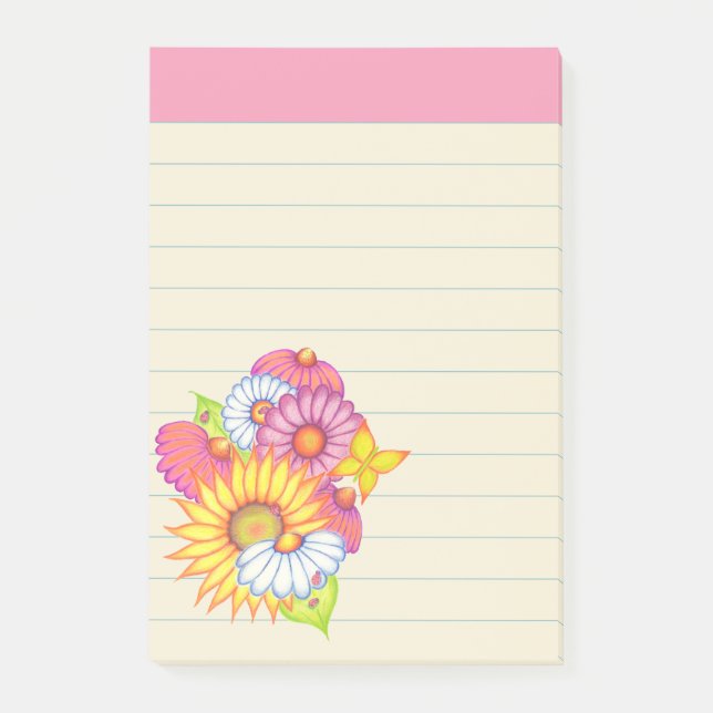 Sommar Wildblommor Post IT-anteckningar Post-it Block (Framsida)