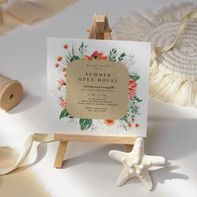 Sommar Wildblommor Square Open House Inbjudningar (Skapare uppladdad)