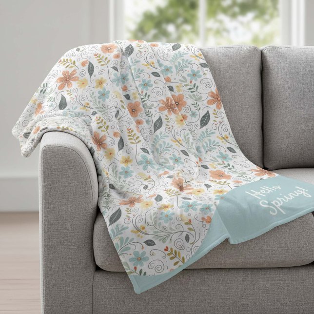 Sommar Wildblommor & Swirls ID1064 Fleecefilt (Skapare uppladdad)