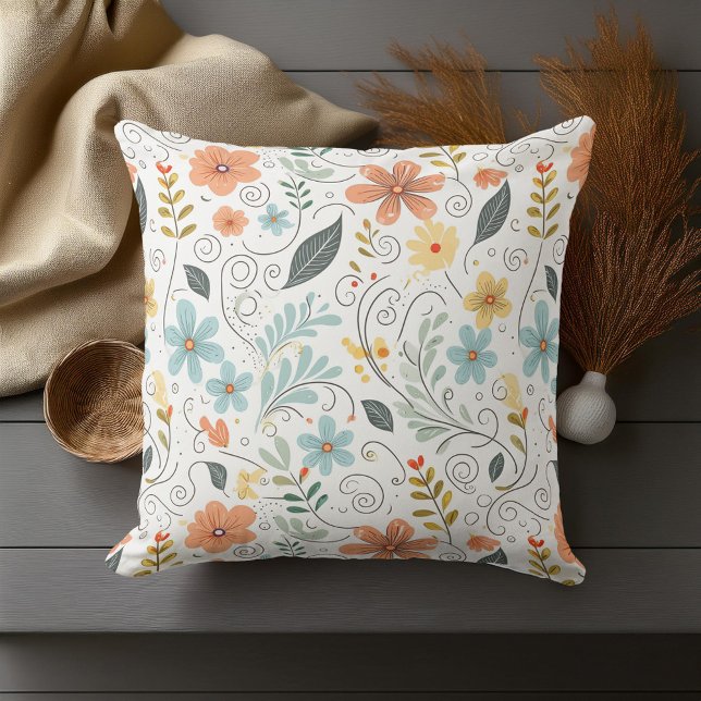 Sommar Wildblommor & Swirls ID1064 Kudde (Skapare uppladdad)