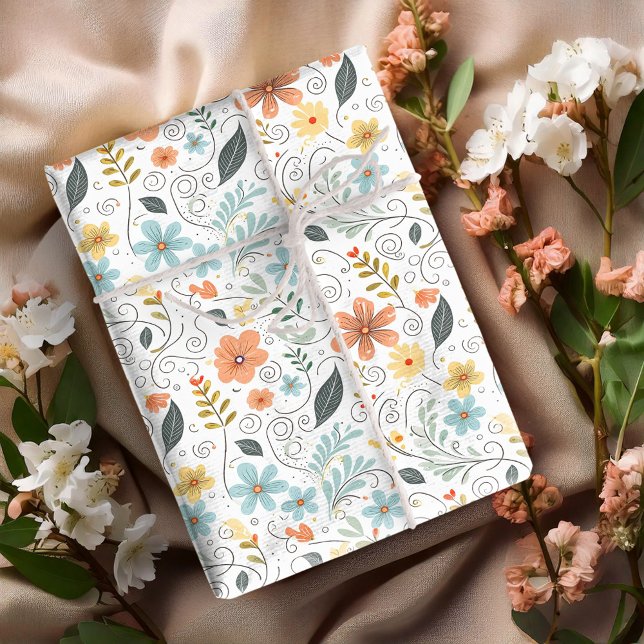 Sommar Wildblommor & Swirls ID1064 Presentpapper (Skapare uppladdad)
