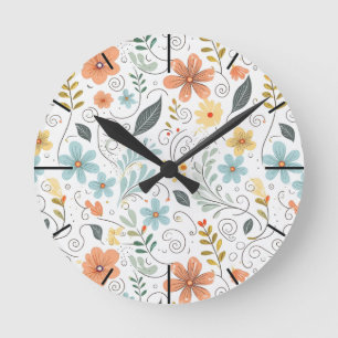 Sommar Wildblommor & Swirls ID1064 Rund Klocka