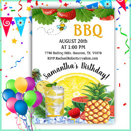 Sommaranas Barbecue Birthday Inbjudningar