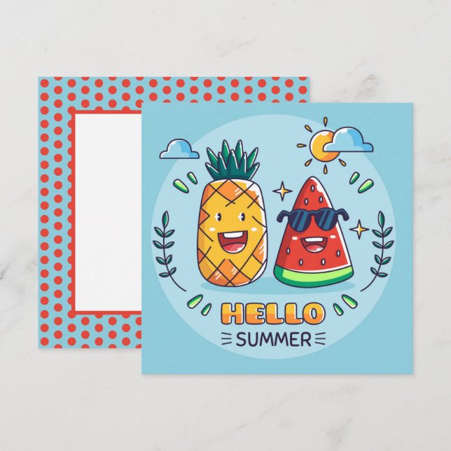 Sommaranas vattenmelonhälsningskort (Fram/baksida)