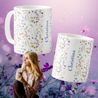 Sommaräng Allover Mönster Namn Kaffe Mugg