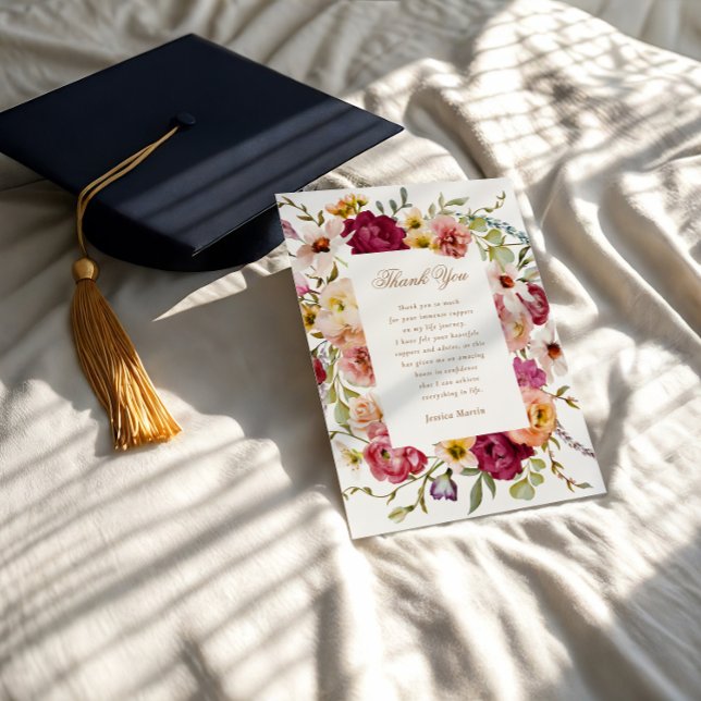 Sommaräng Blommig Examen Tacksamhetskort Tack Kort (Skapare uppladdad)