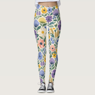 Sommaräng Botaniskt Blommigt Mönster Leggings