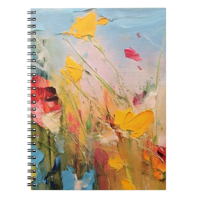Sommaräng – Expressiva Abstrakt Vilda Blommor Anteckningsbok (Framsidan)