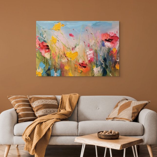 Sommaräng – Expressiva Abstrakt Vilda Blommor Canvastryck (Summer Meadow – Expressive Abstract Wildflowers)