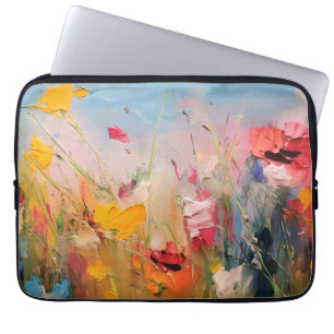Sommaräng – Expressiva Abstrakt Vilda Blommor Laptop Fodral