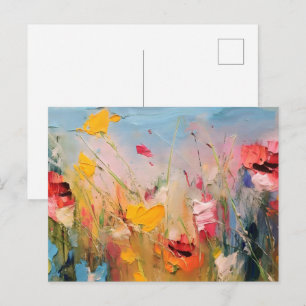 Sommaräng – Expressiva Abstrakt Vilda Blommor Vykort