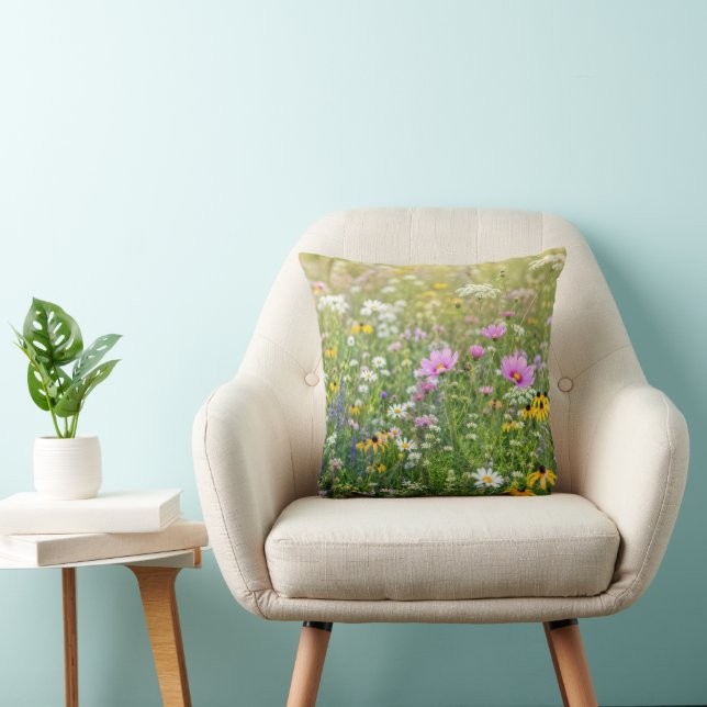 Sommaräng med vilda blommor kudde (Stol)