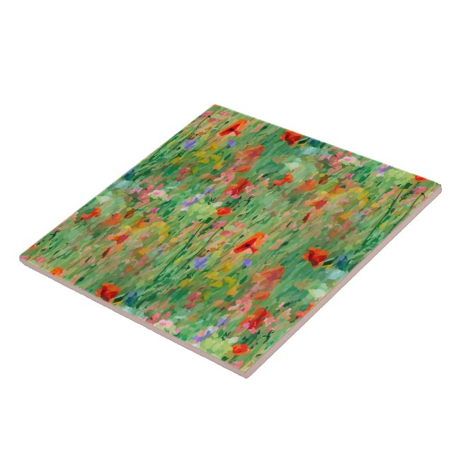 Sommarängsblommigt Tapet Kakelplatta (Sidan)