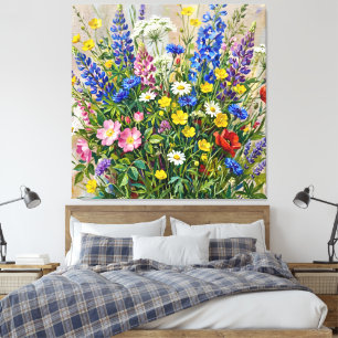 Sommarängsblommor Canvastryck