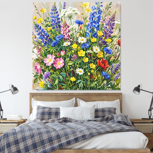 Sommarängsblommor Canvastryck (Insitu (sovrum))