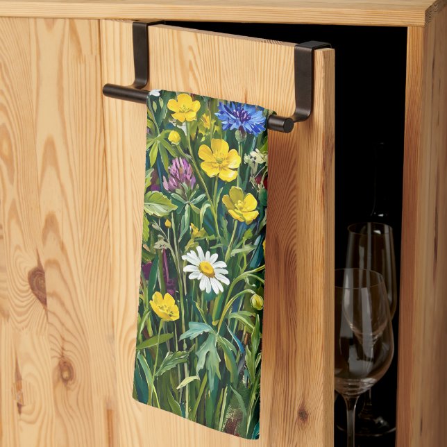 Sommarängsblommor Kökshandduk (Thirds Fold)