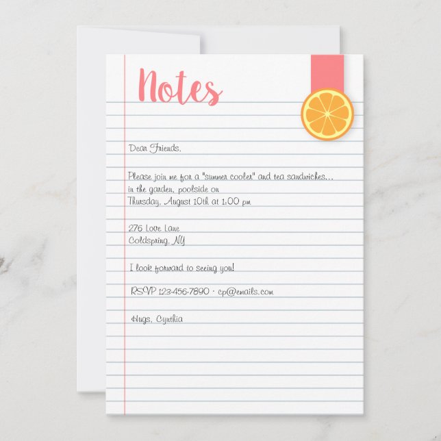 Sommaranteckningsinbjudan Inbjudningar (Framsida)