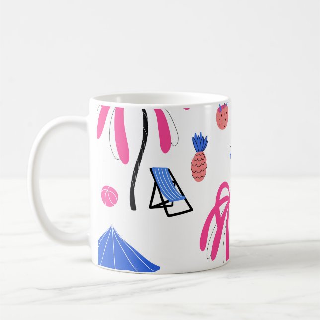 Sommaravacation: Handflatan Träd ananas Mönster Kaffemugg (Vänster)